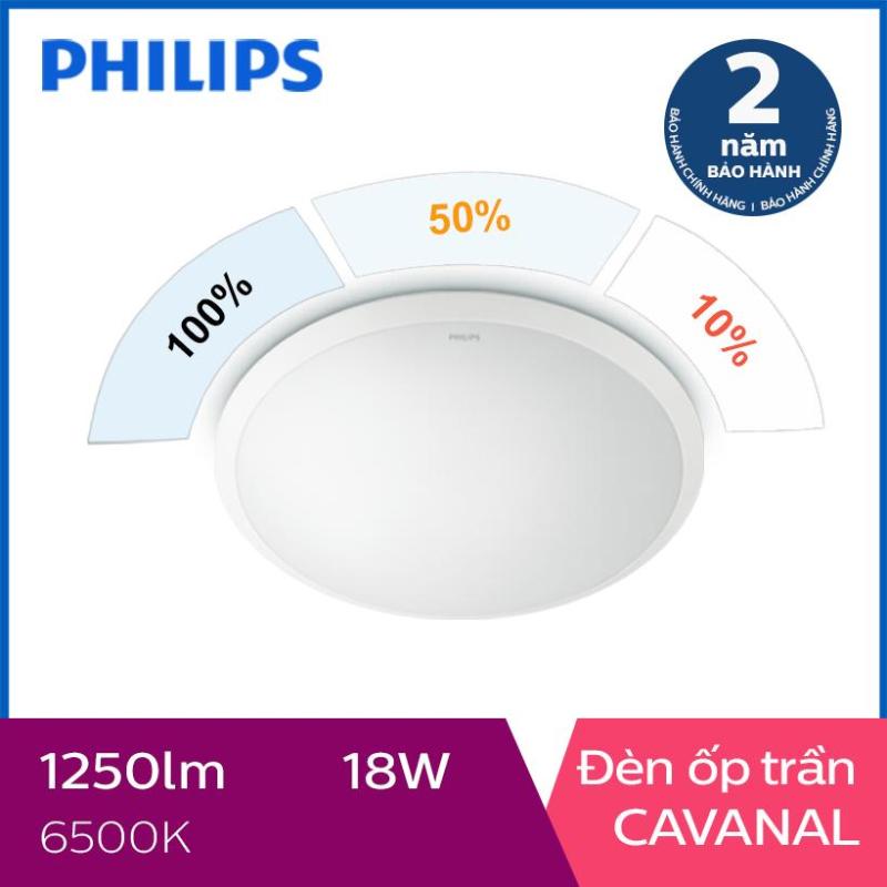 Đèn ốp trần Philips LED 3 cấp độ sáng Cavanal 31809 18W 6500K - Ánh sáng trắng, chất liệu sợi tổng hợp