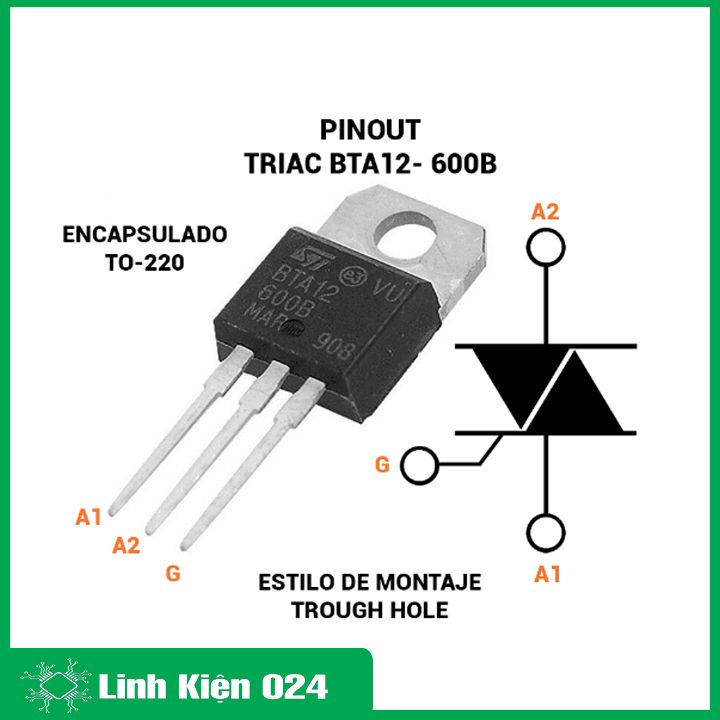Triac BTA12-600B TO220 điện áp 600V 12A