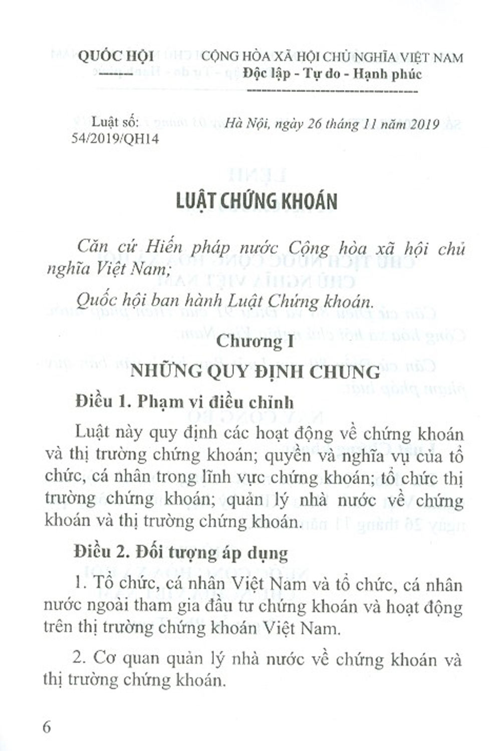 Luật Chứng Khoán Năm 2019