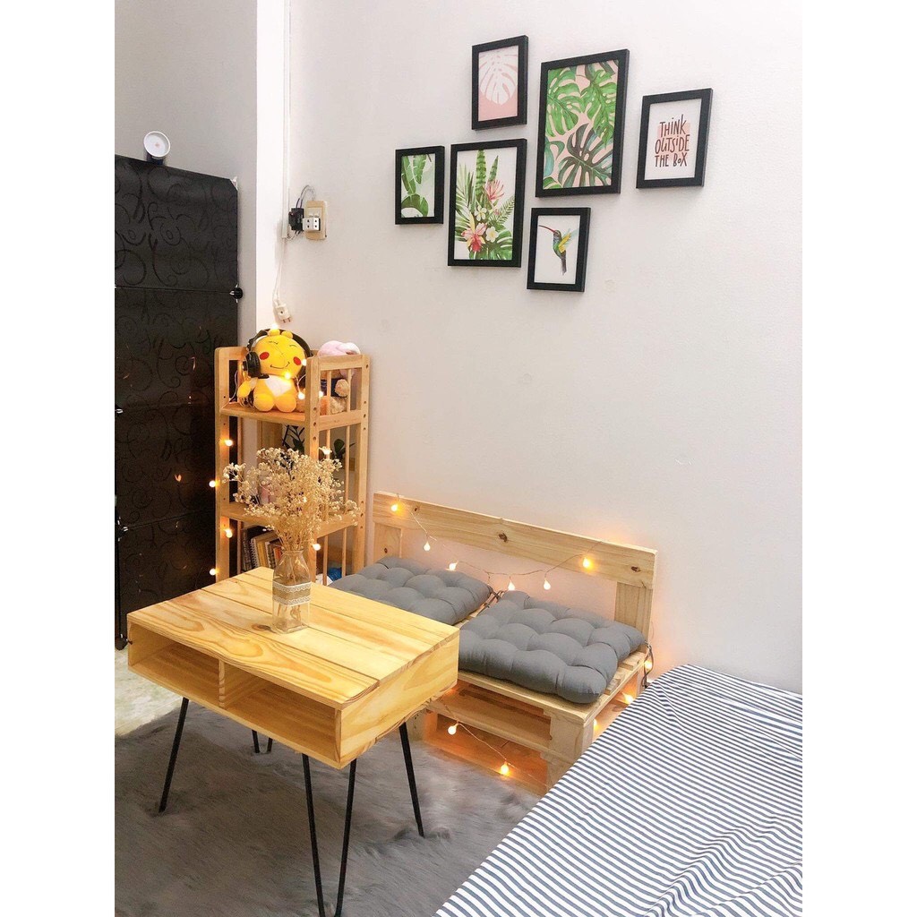 Bàn Pallet Chân Sắt, Bàn Trà Gỗ Pallet