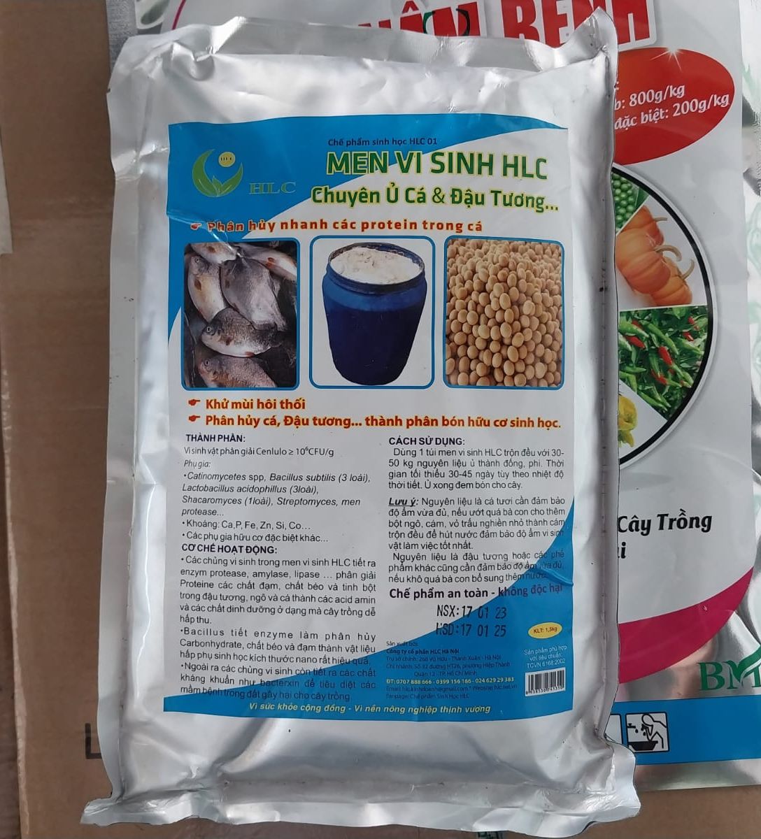 Men ủ cá & đậu tương men vi sinh của hlc gói 1.5kg ủ được 50kg nguyên liệu
