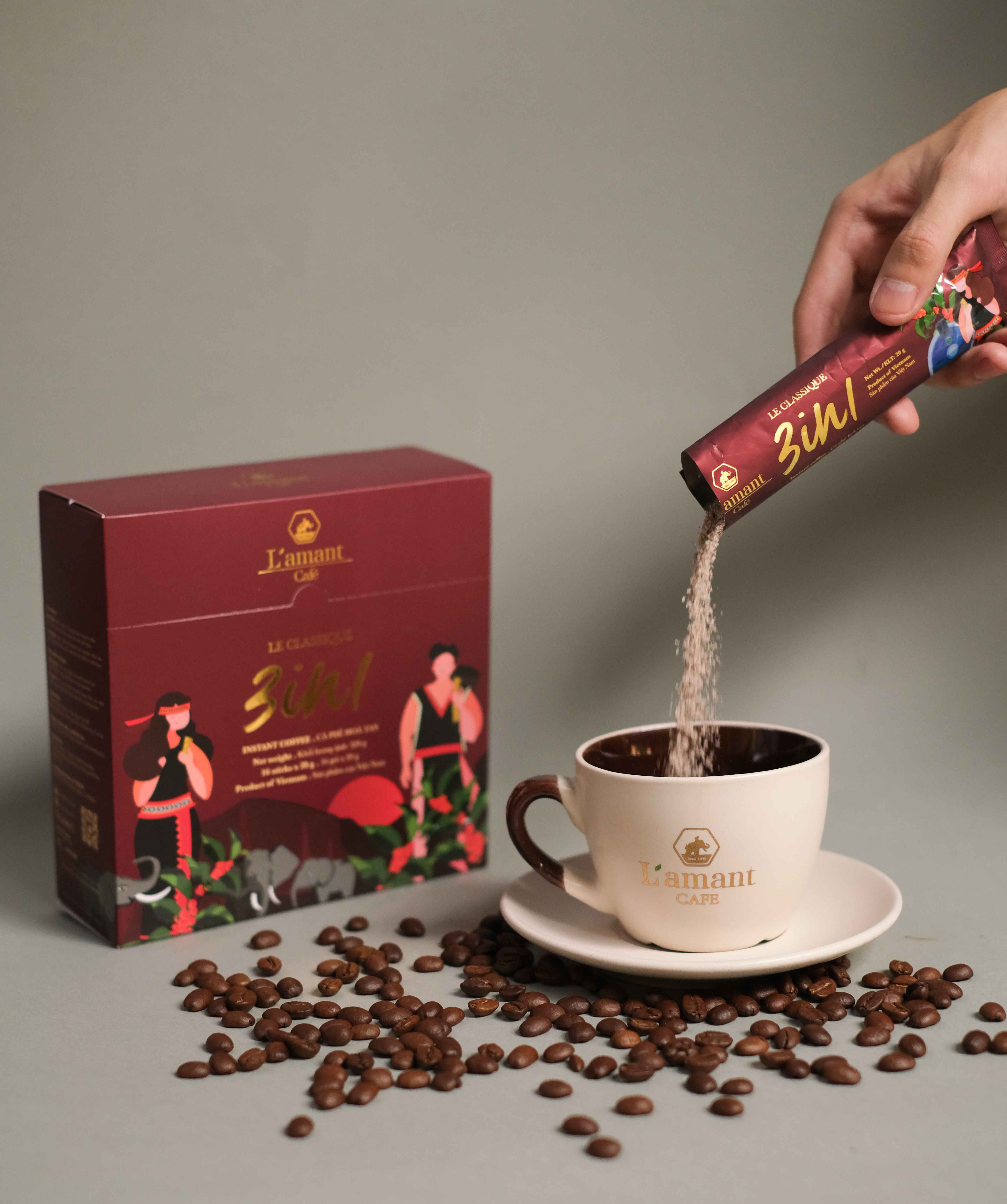 Cà phê hòa tan 3in1 - L'amant 3in1 Instant Coffee (Hộp 12 gói x 16gr)