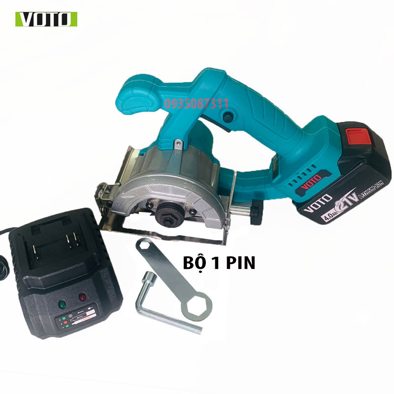 Máy cắt gạch dùng pin voto 110mm xài chân pin makita 4cm,pin 10 cell xả 40a