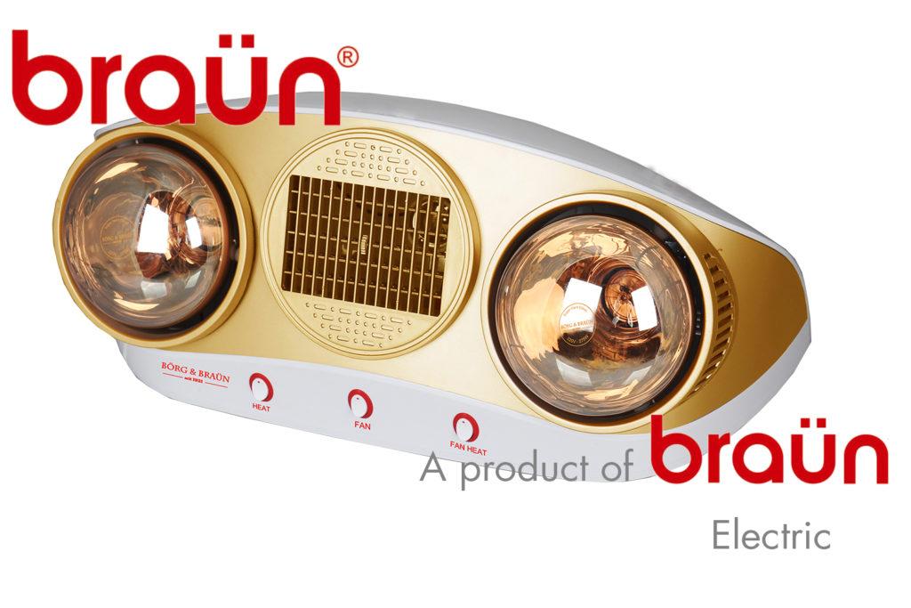 Đèn sưởi nhà tắm Kohn Braun KU02PG (Vàng)