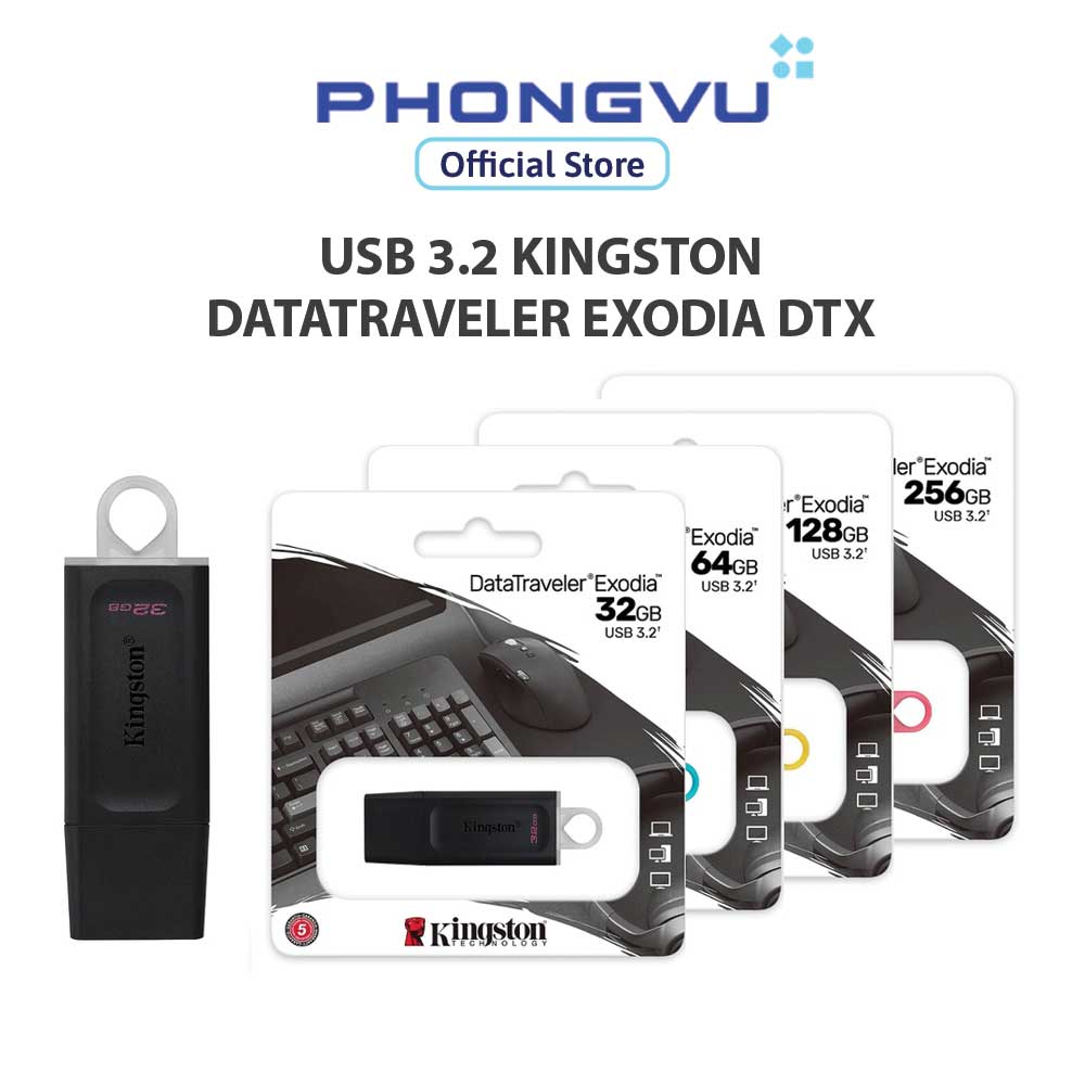 USB 3.2 Kingston DataTraveler Exodia DTX (32GB/64GB) - Bảo hành 60 tháng