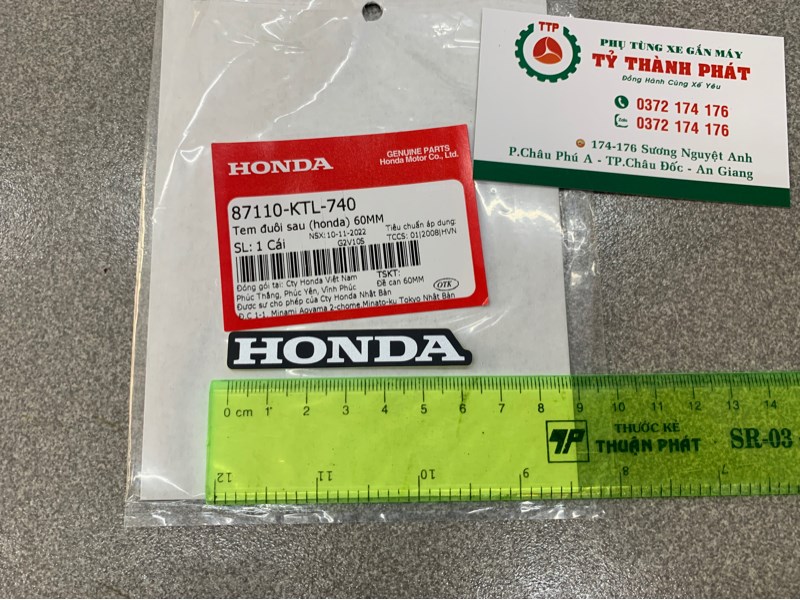 Tem Honda đuôi dè sau RS 60mm (1 Miếng)
