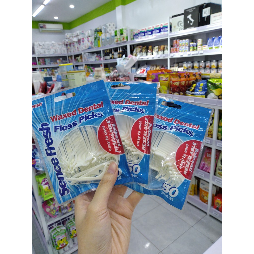 Tăm chỉ kẽ răng Sencefresh 50 cái/gói