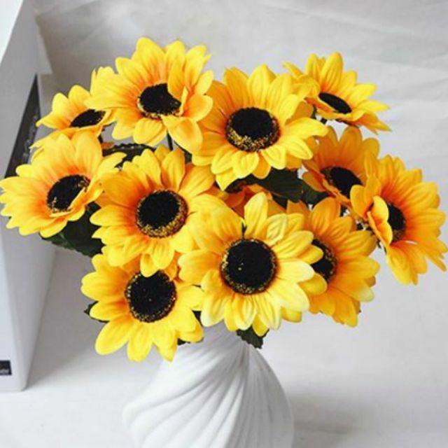 CHÙM HOA HƯỚNG DƯƠNG GIẢ LỤA 7 BÔNG