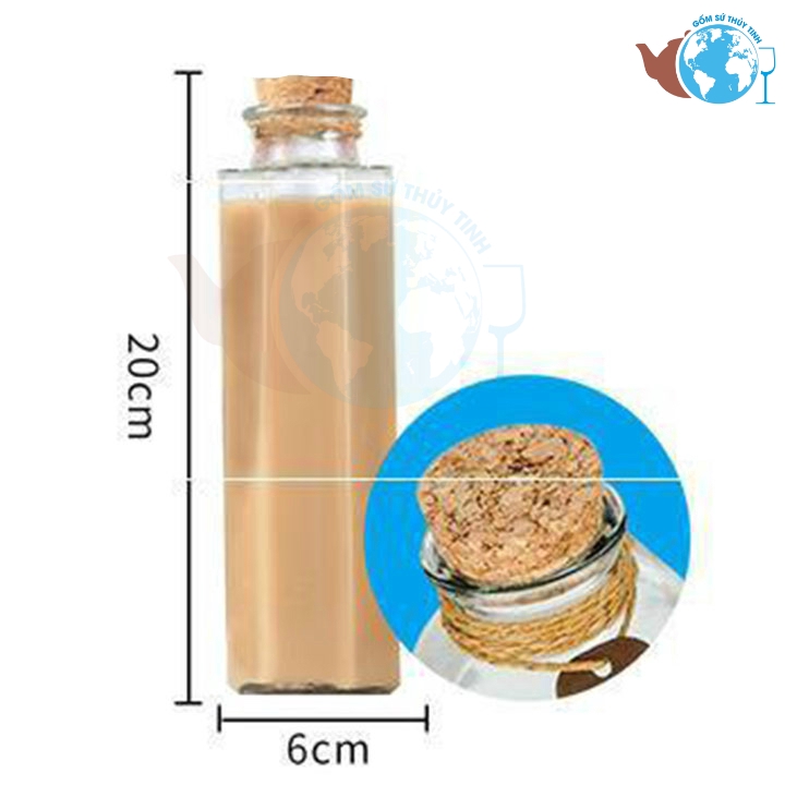 [HCM]Chai thủy tinh Lục Giác nút bần 350ml
