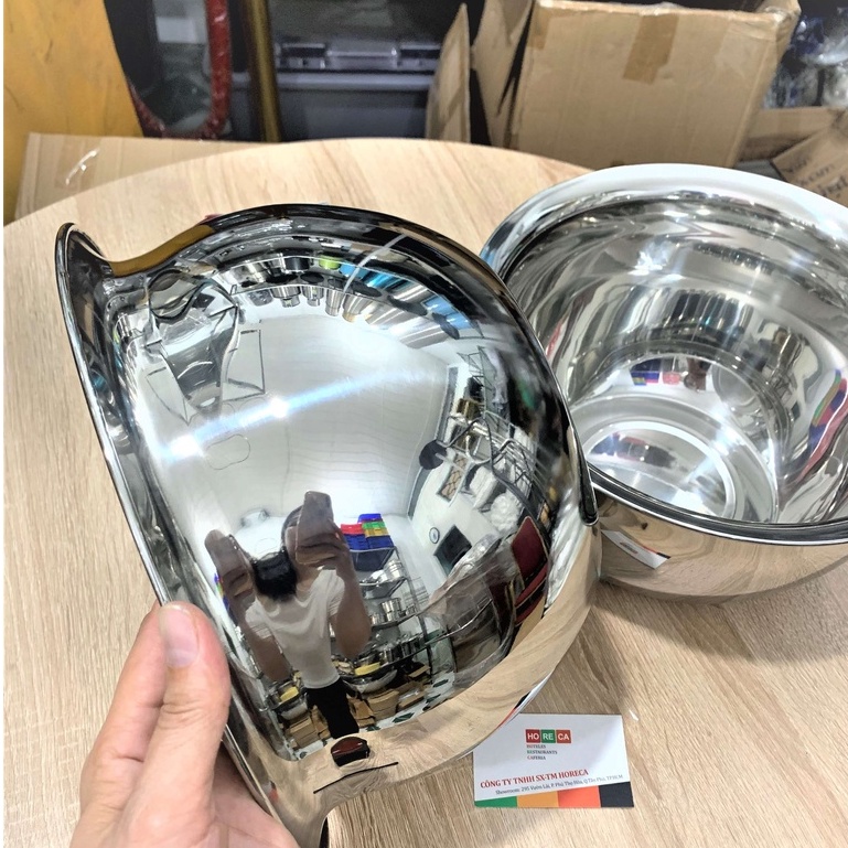 Thố (thau) trộn bột INOX cao cấp - hình bầu - nhiều size