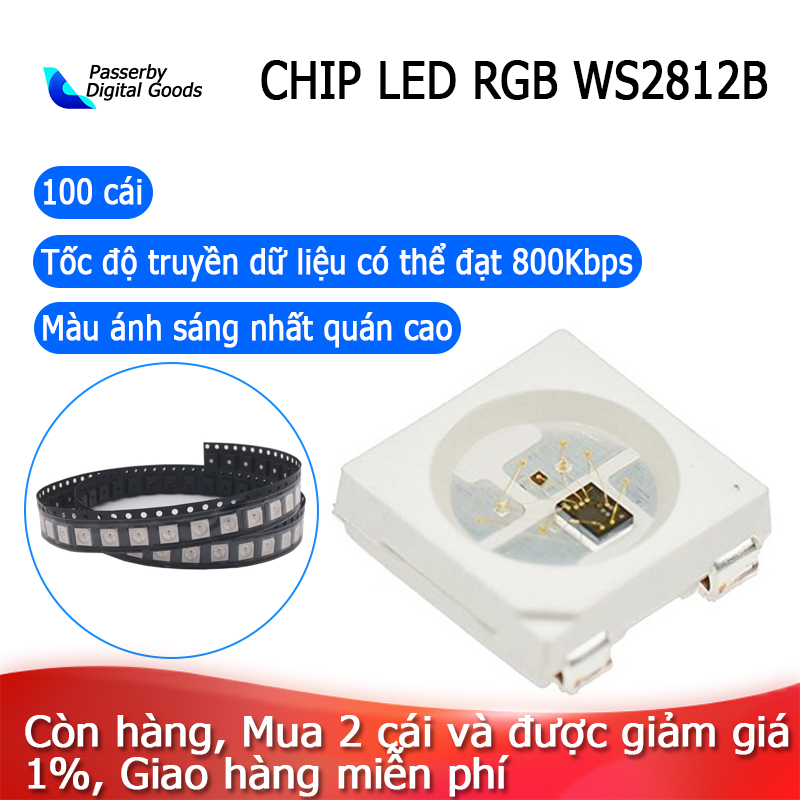 [Còn hàng] [COD]100PCS WS2812B RGB LED Chip 5050SMD White PCB WS2812 Individually Addressable Chip Pixels DC5V