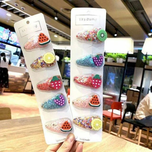 VỈ SET 5 KẸP TÓC HÌNH HOA QUẢ CHO BÉ YÊU