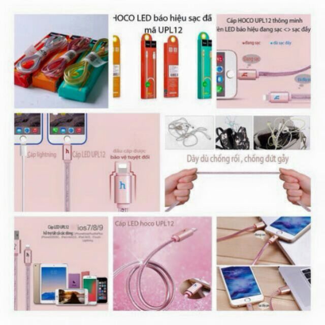 Dây Hoco 2m iphone 5 6 7 8  iphone X tự ngắt có báo đèn
