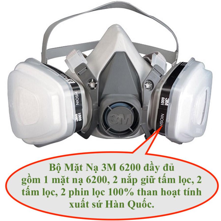 Bộ mặt nạ cao cấp 3M 6200 hoặc 3M 6100 phòng chống khí độc, chống Virus, bụi siêu mịn PM2.5, khói độc đám cháy, lọc khử mùi thuốc trừ sâu, bộ mặt nạ sử dụng phin lọc 3M 6001 Hàn Quốc Cao Cấp 100% than hoạt tính cao cấp tẩy độc cực mạnh