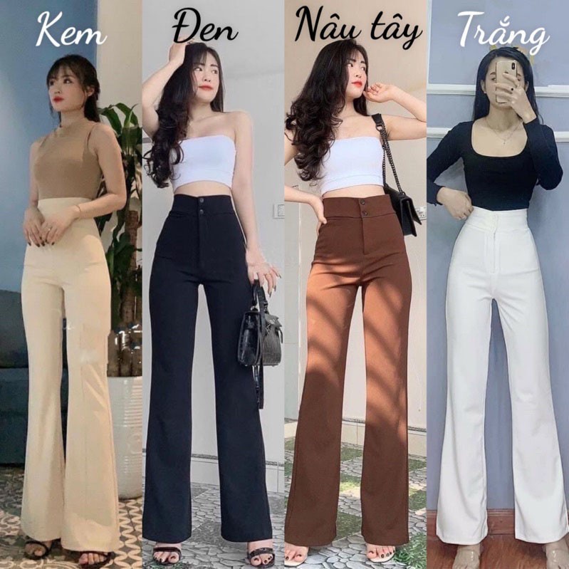 Quần Ống Loe Cạp Cao 2 Khuy