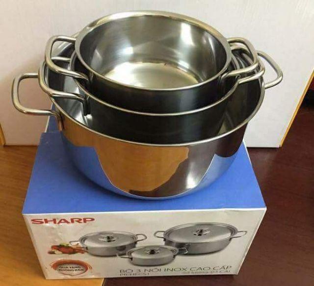 Bộ 3 Nồi Inox Sharp dùng được trên bếp từ
