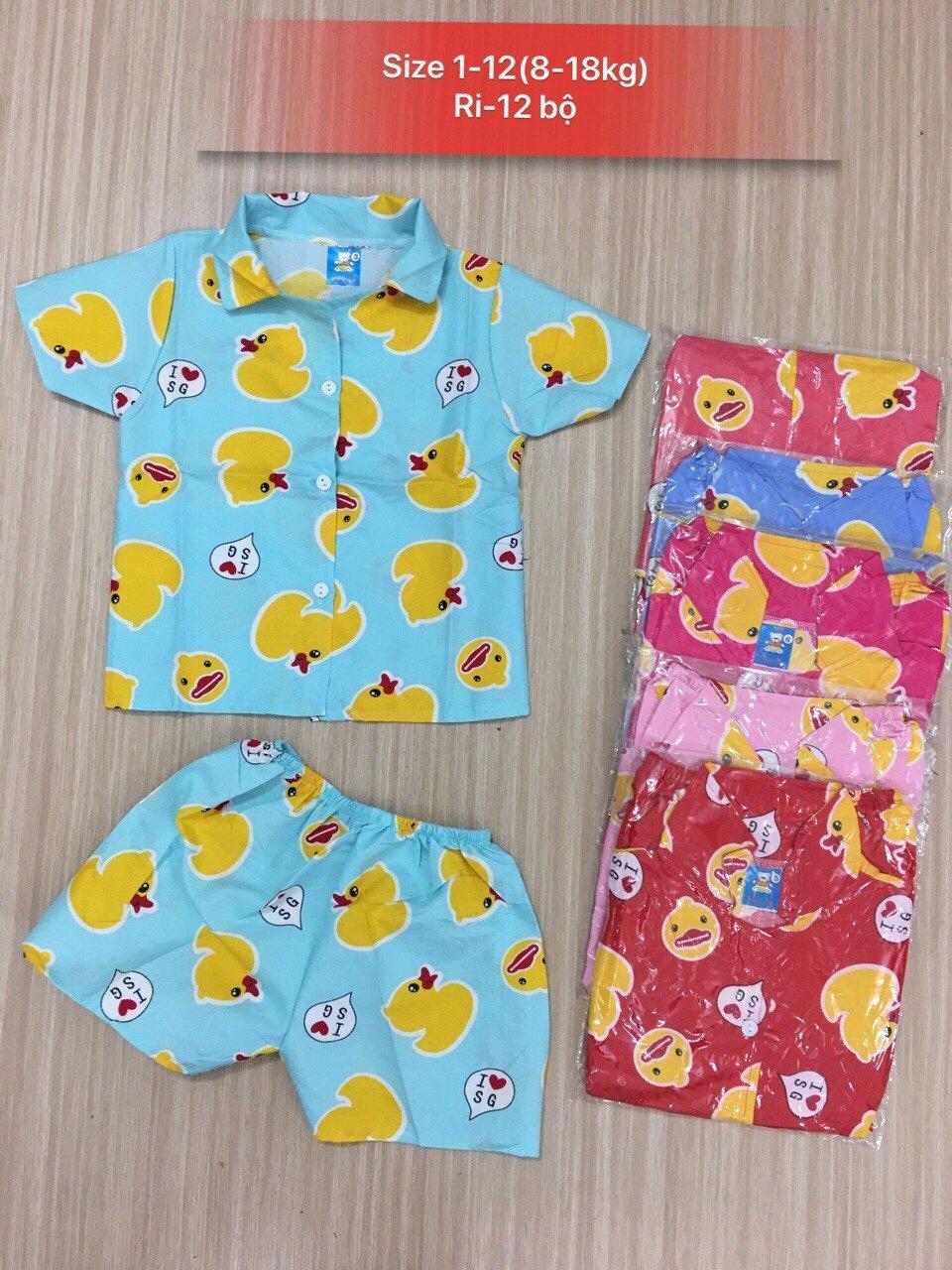 combo 3 bộ đồ pizama cho bé gái 8-25kg