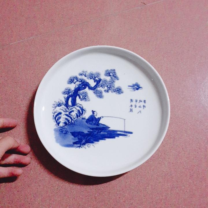 ĐĨA CẢNH SỨ MEN LAM CỔ BÁT TRÀNG