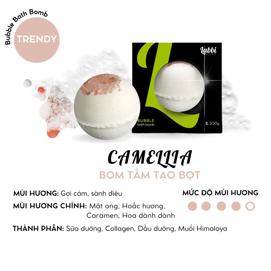 Camellia bubble bath bomb / viên tạo bọt bồn tắm / bom tắm tạo bọt