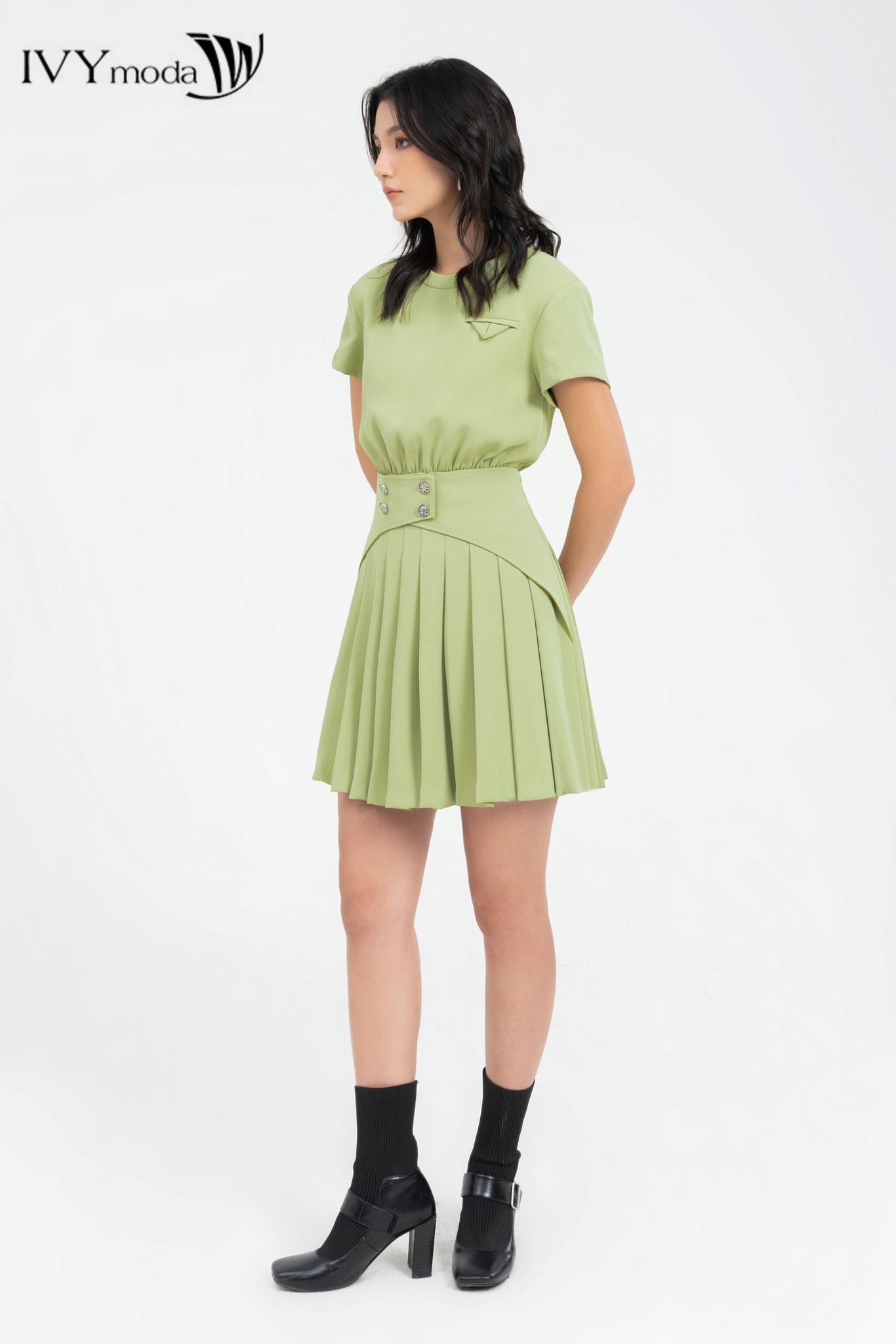 Đầm dập ly dáng xòe IVY moda MS 48B9381