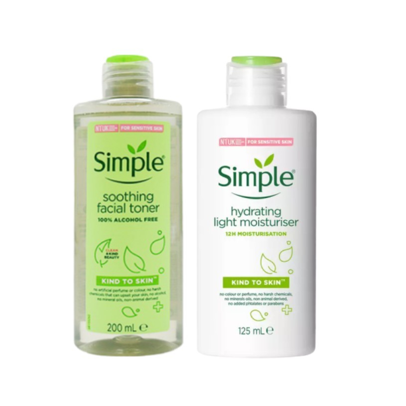 COMBO CÂN BẰNG, DƯỠNG ẨM SÂU SIMPLE (TONER 200ML + SỮA DƯỠNG 125ML) (queen)