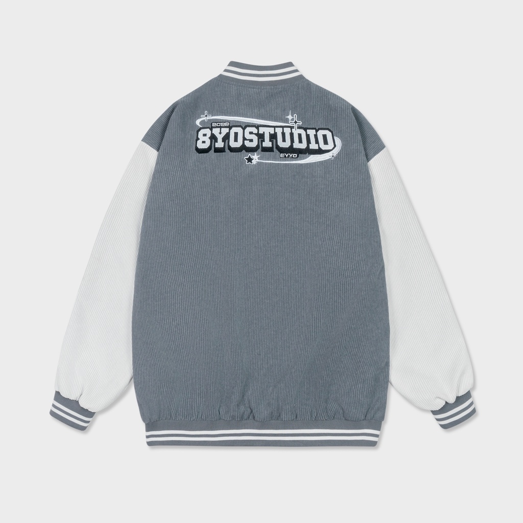 Áo khoác bomber varsity jacket 8YO Signature - Xám