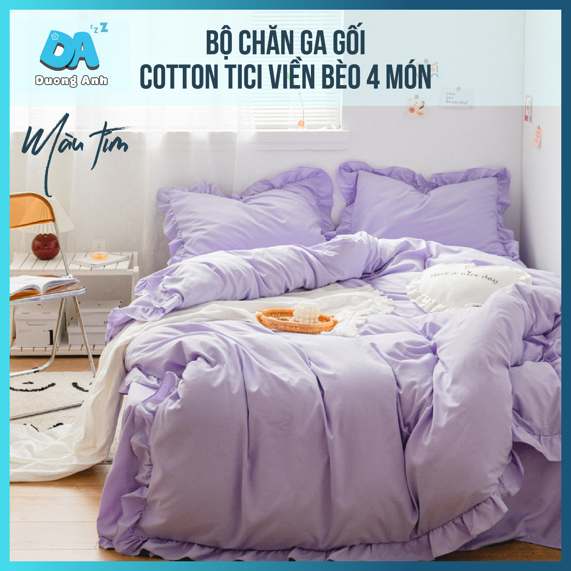 Bộ chăn ga gối nệm bộ chăn ga gối cotton tici viền bèo - Màu pastel basic hàn quốc, ga nệm trải giường nhiều kích thước khác nhau và nhiều mẫu mã