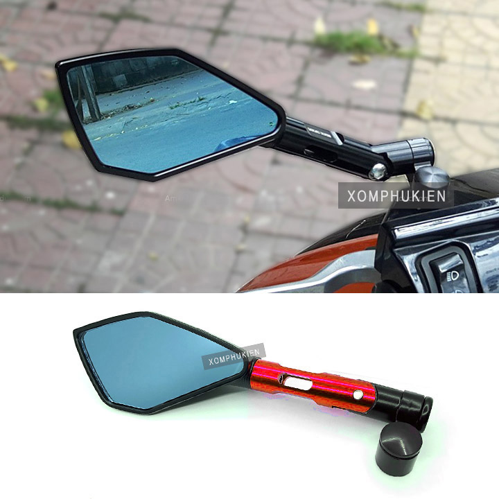 Gương Chiếu Hậu 5 Cạnh Cho Xe Máy [ 1 chiếc Trái , Đỏ ]