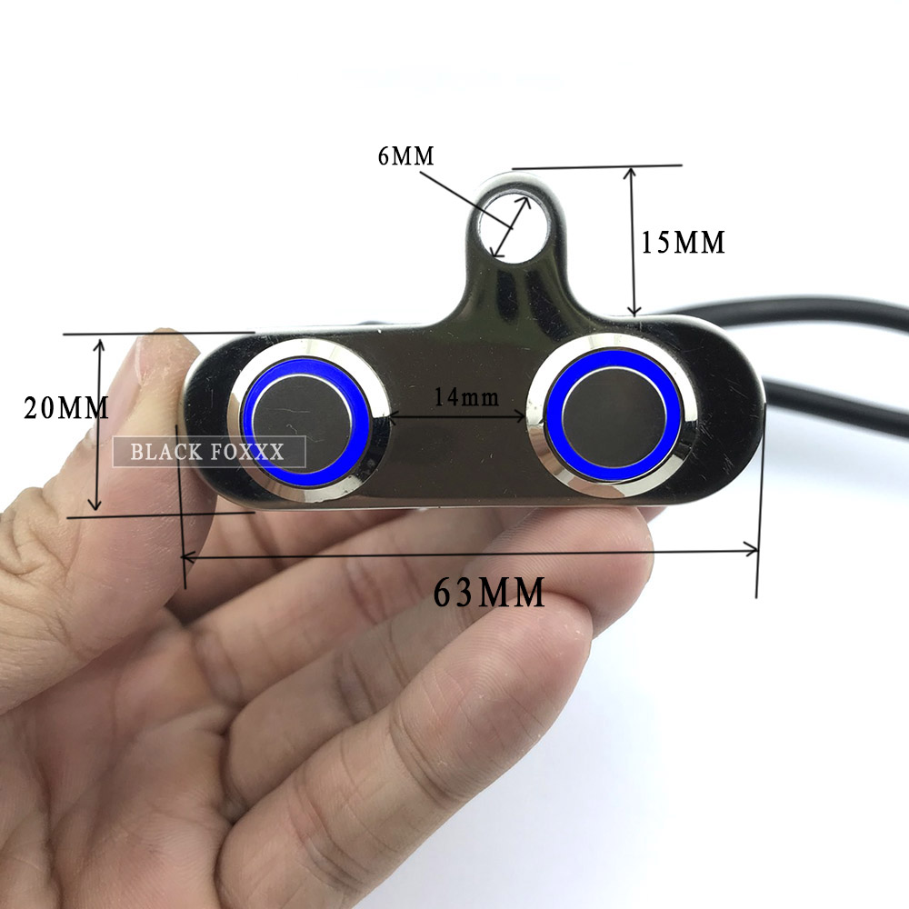 Công Tắc Led 2 Nút On Off Và Passing, Gắn Cùm Xe [ 2 Nút Ngang ]