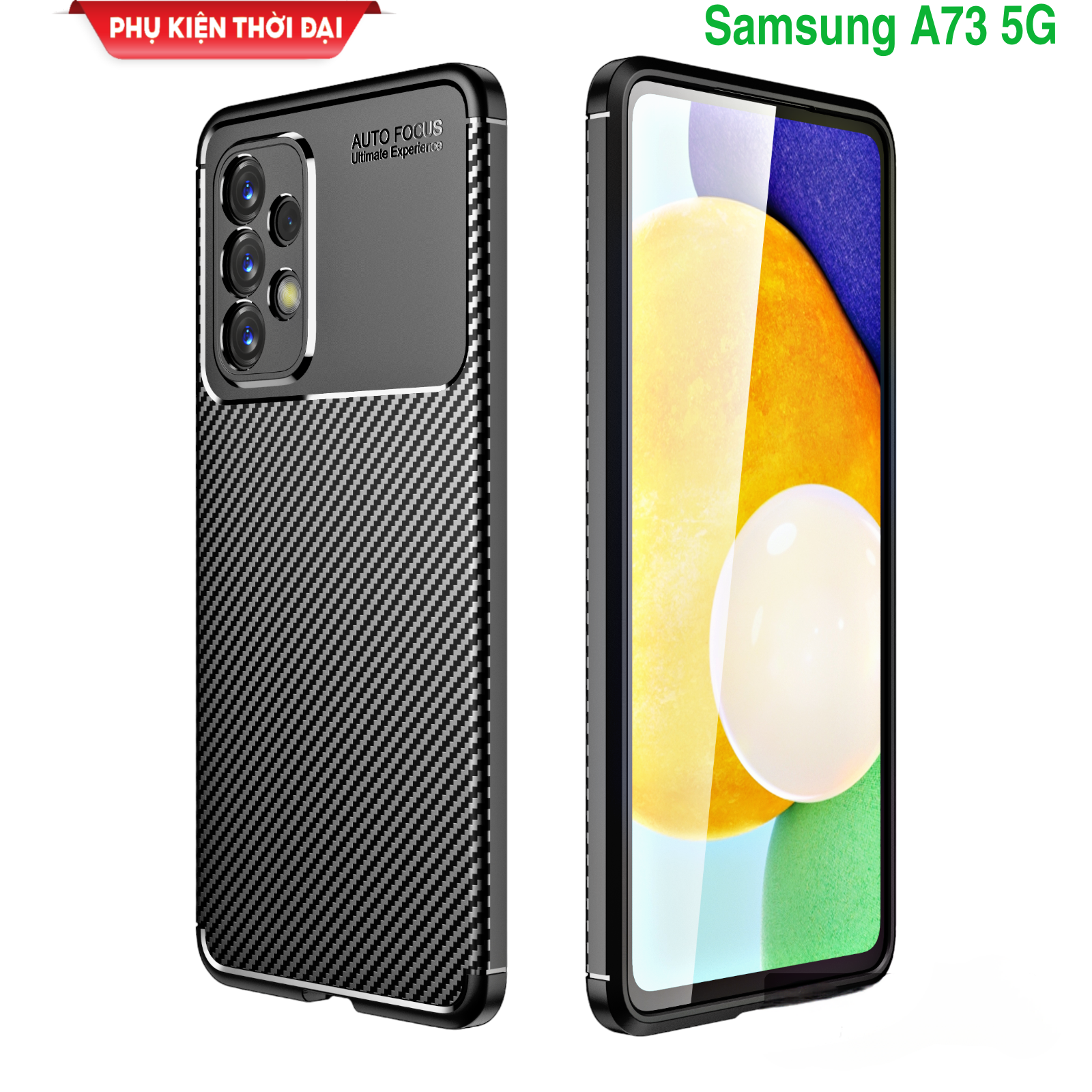 Ốp lưng Samsung Galaxy A73 5G vân rằn ri hiệu Auto Focus nhựa dẻo bảo vệ camera cao cấp