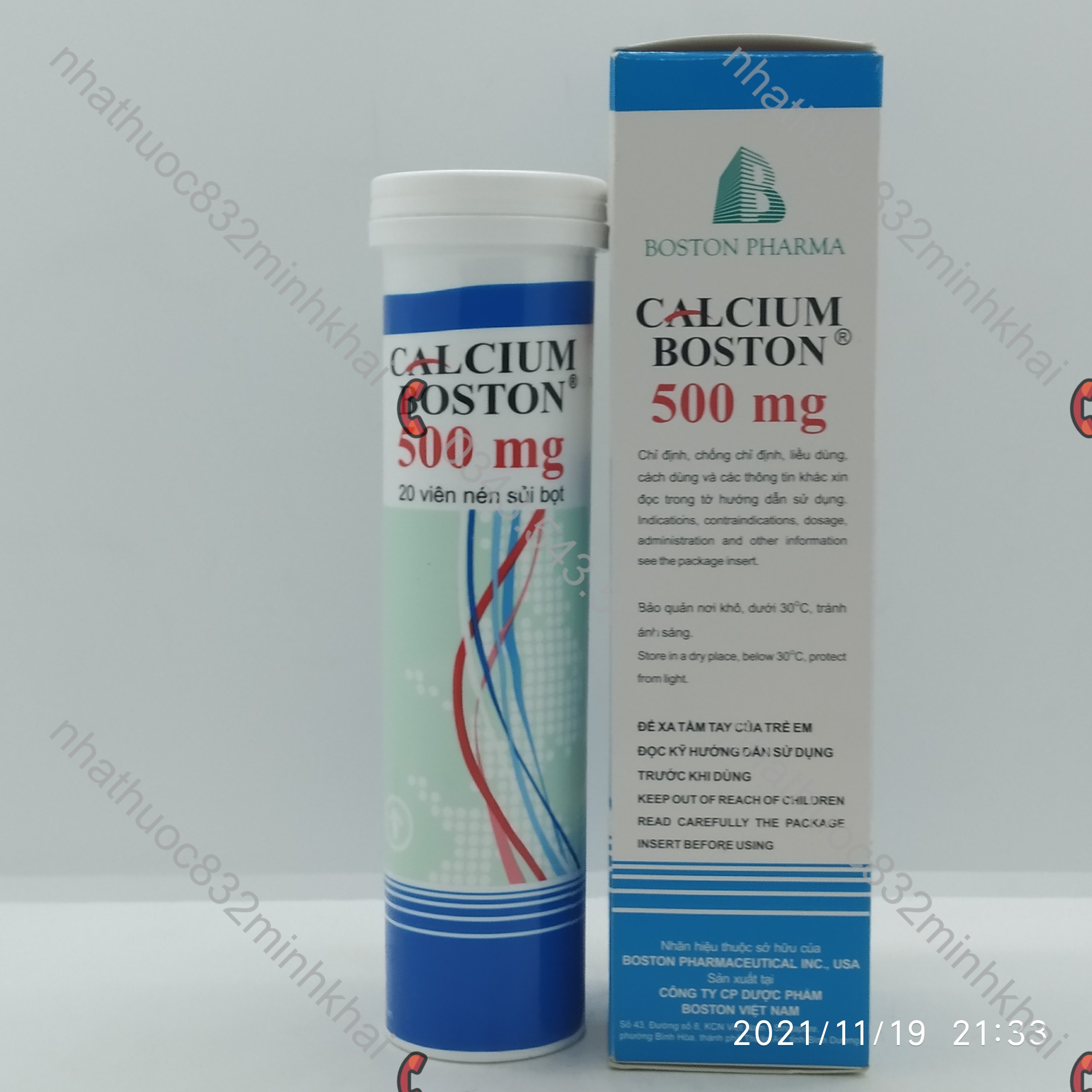 CALCIUM BOSTON 500mg tuýp 20 viên