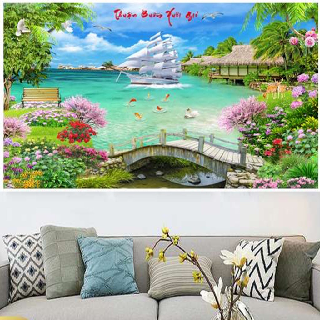 Tranh đính đá THUẬN BUỒM XUÔI GIÓ VS189 kích thước 160X75