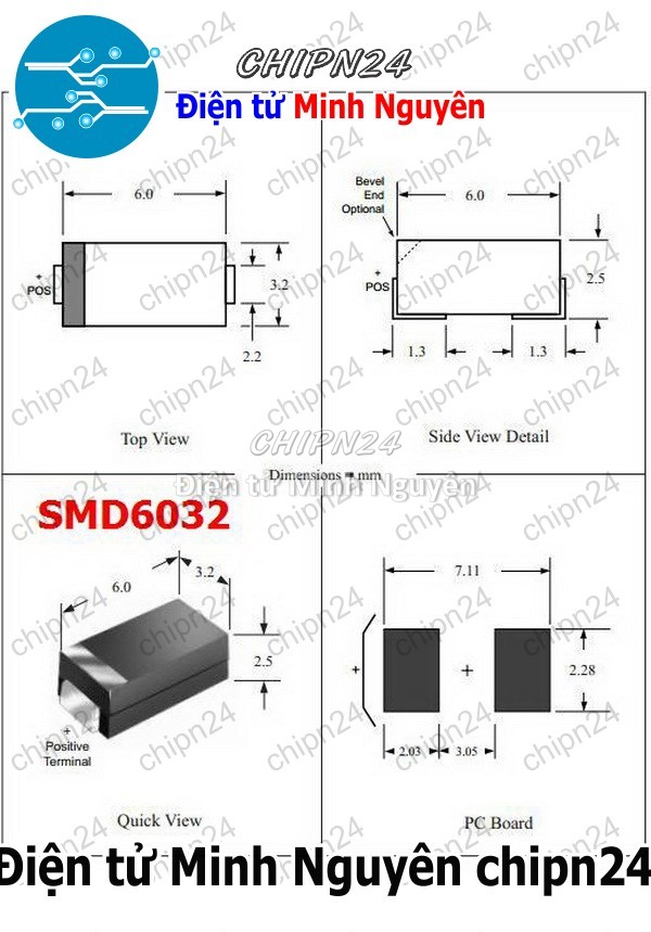 [2 con] Tụ Tantalum Dán SMD 6032 4.7uf 25V (475E) (Loại C) (6.0x3.2mm) (6.0x3.2MM) - HH005315