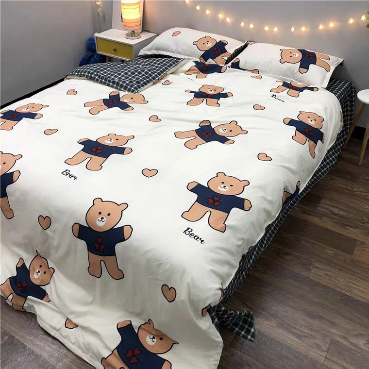 Bộ Chăn Ga Gối ( 01 Drap + 1 vỏ mền + 2 áo gối ) Gấu PLN