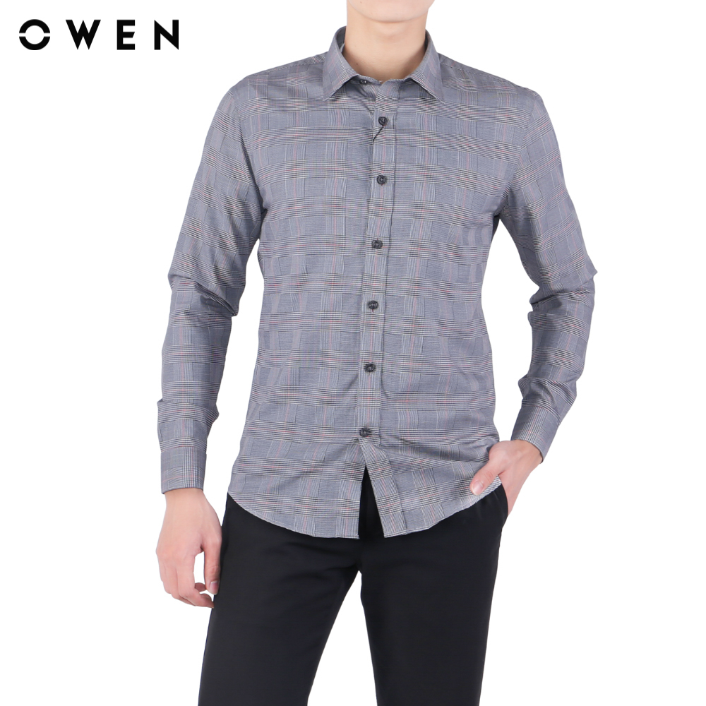 OWEN - Áo sơ mi dài tay Slim Fit AS61051D màu Đen chất liệu Bamboo