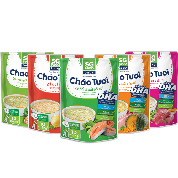 Lốc 53 - Combo 5 Cháo Tươi Baby Sài Gòn Food 240G Gà, Thịt Bằm, Bò, Tôm,