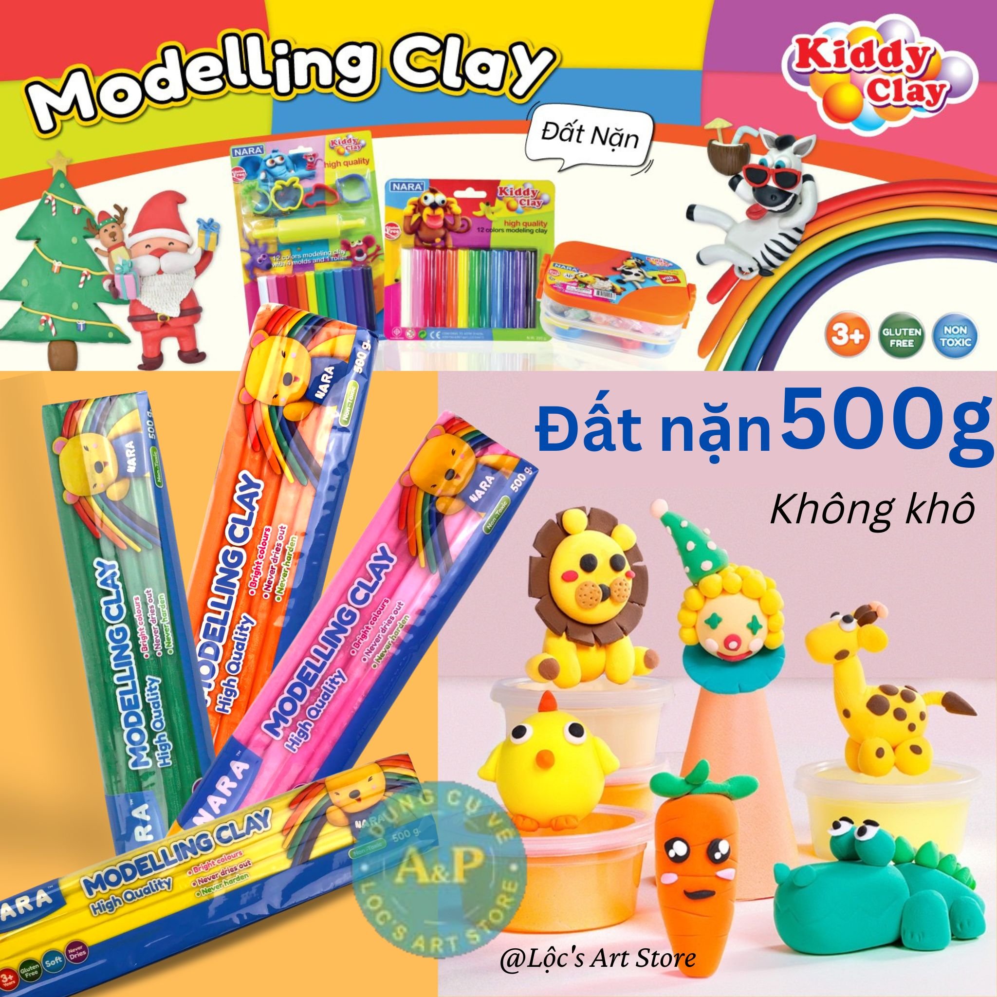 Đất sét Cho Bé Kiddy NARA Thái Lan PO5001 Bịch 500g