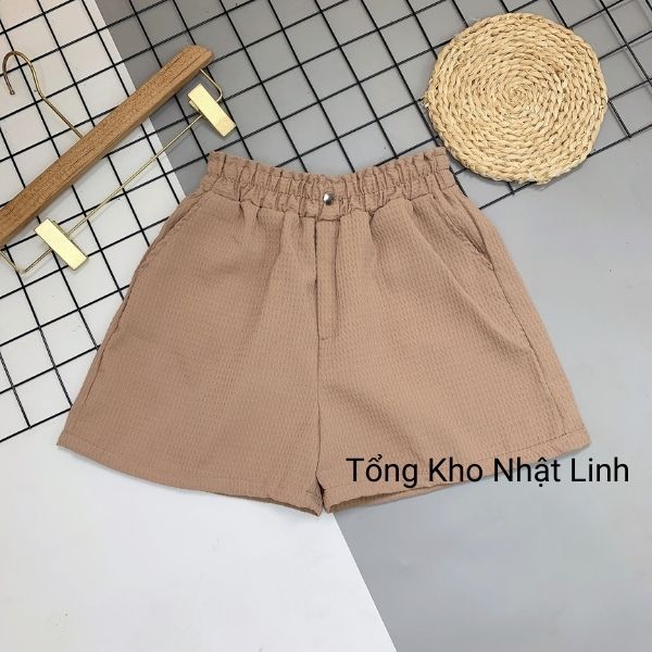 Quần short nữ cạp cao nhún eo chất tổ ong tiểu thư siêu hot nhật linh - q102
