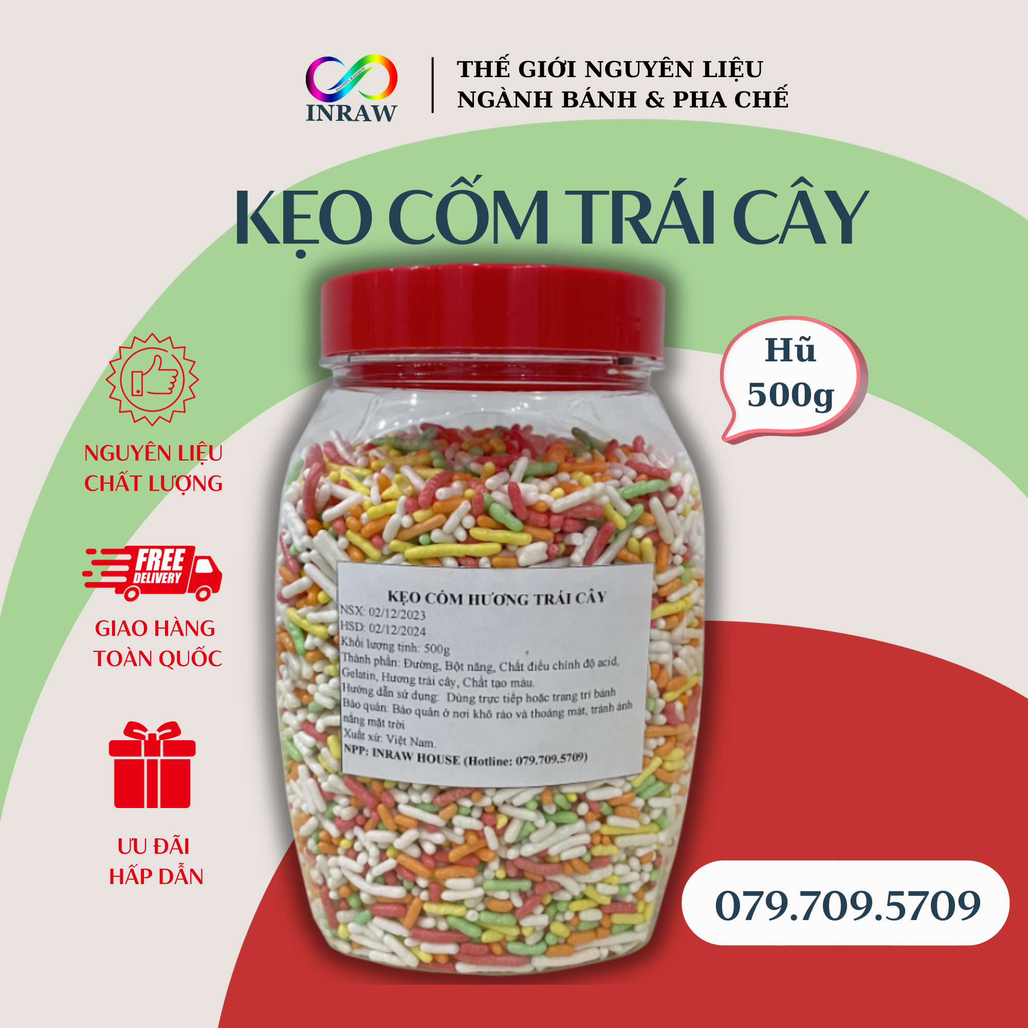 Kẹo Cốm Hương Trái Cây Trang Trí Bánh (Túi 1kg)