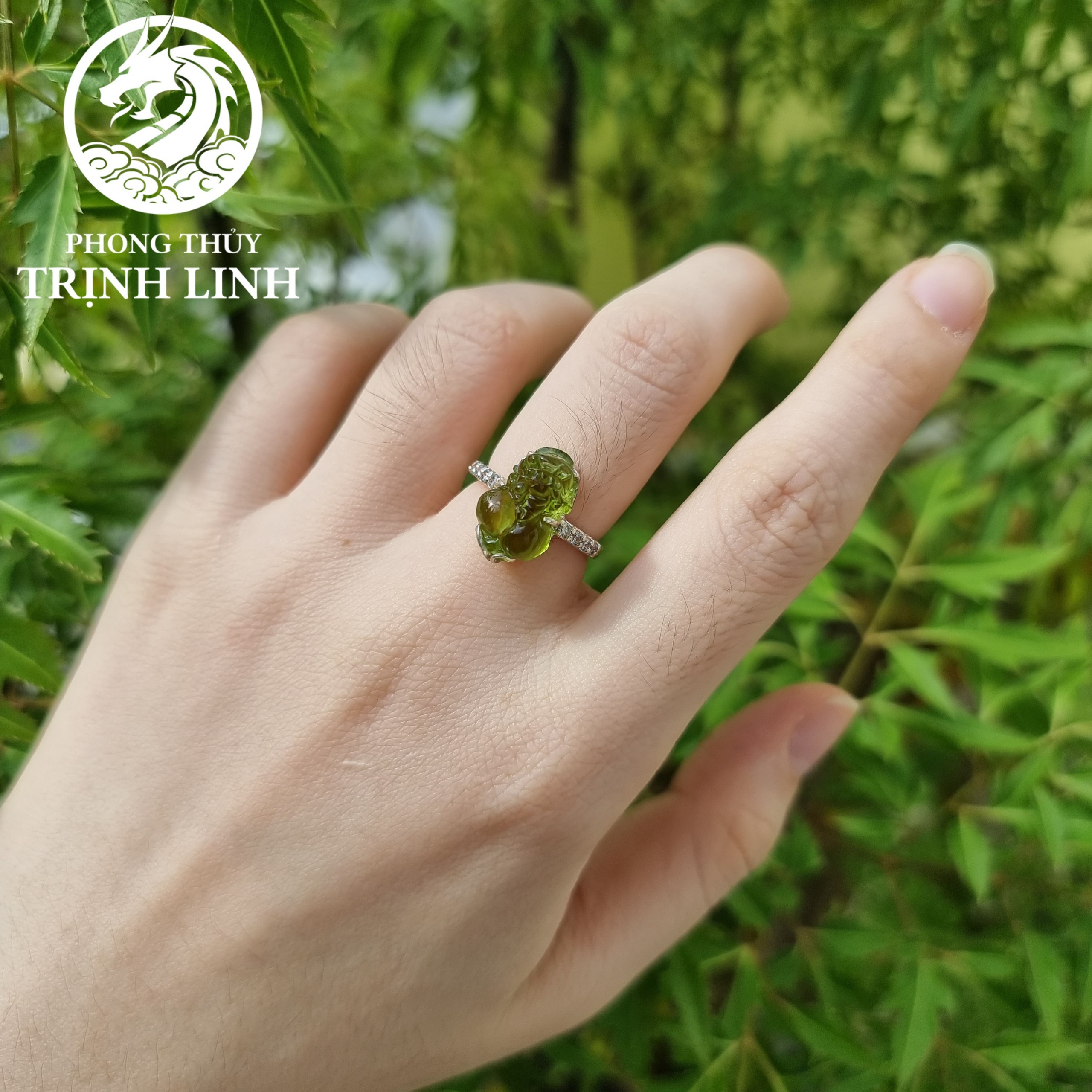 NHẪN BẠC TỲ HƯU PERIDOT (INBOX ĐẶT SIZE)