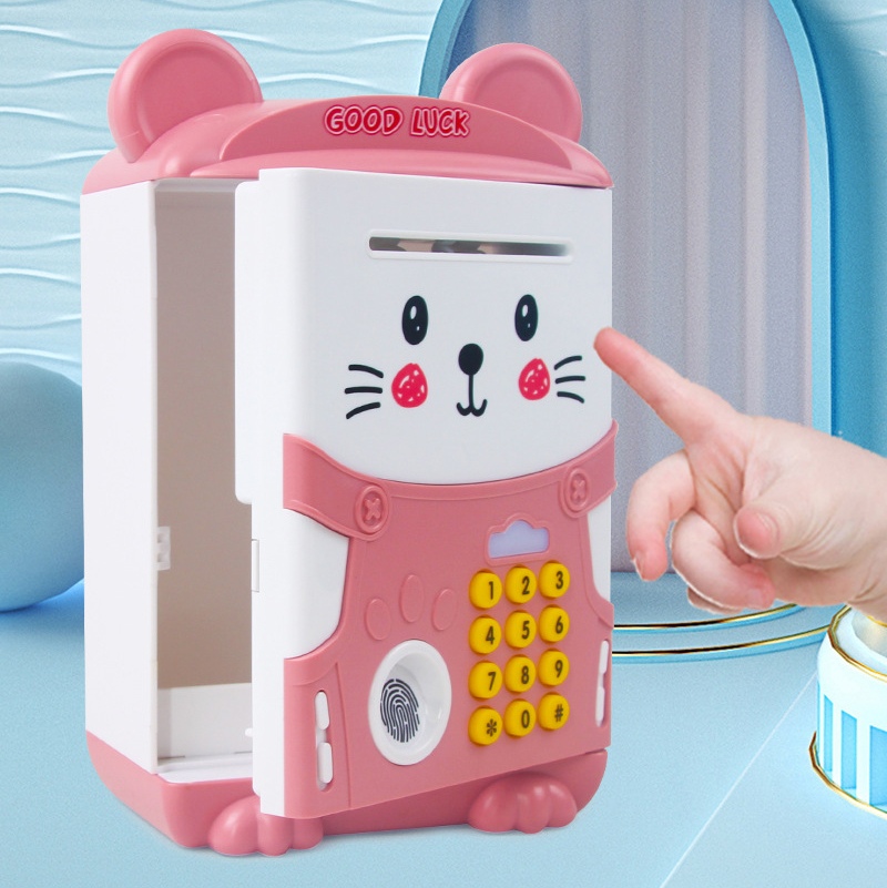 Két sắt mini dấu vân tay hình mèo dễ thương, nhiều màu