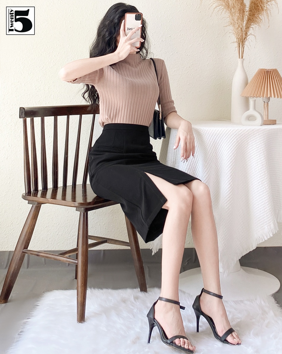 Chân váy dài, xẻ chéo Twenty.Five SC43