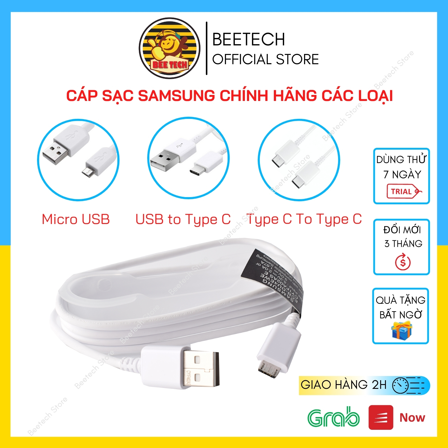 Cáp sạc Samsung chính hãng chân Micro usb và TypeC - Beetech