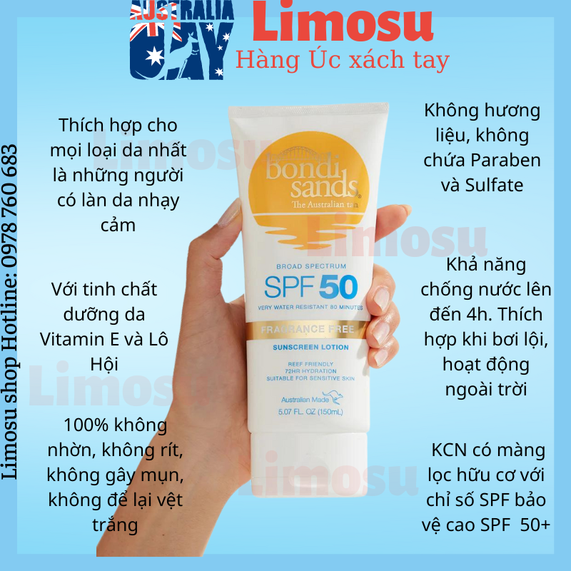 Kem chống nắng Bondi Sands SPF 50+ Úc (có bill, đi air)