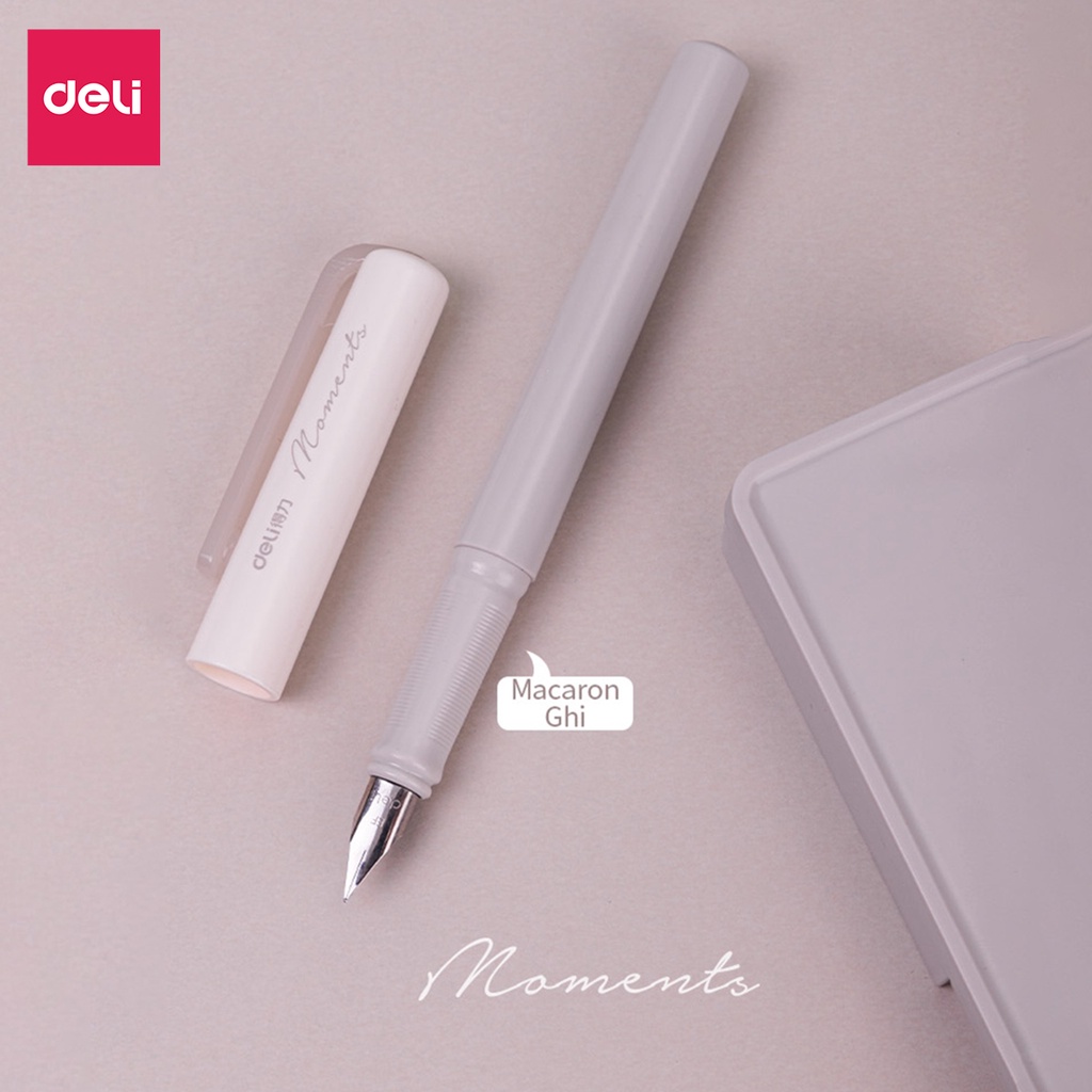 Bút máy học sinh kèm ống mực xanh cao cấp Deli - cố định cách cầm nắm - màu macaron - bút luyện viết chữ đẹp - A932/SF520