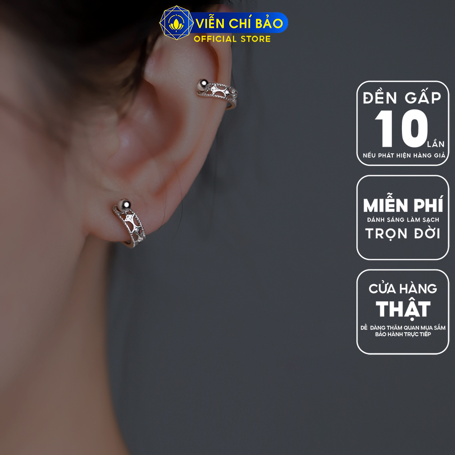Khuyên tai bạc nữ sao chốt vặn chất liệu bạc 925 thời trang phụ kiện trang sức Viễn Chí Bảo B000382