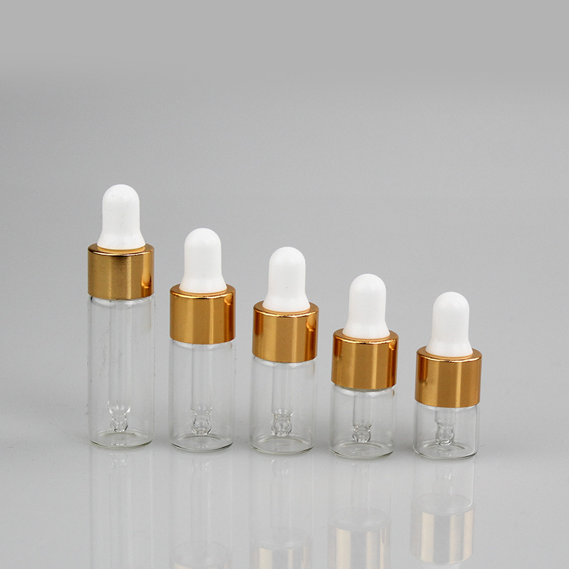 Serum Extraction Bottle, Glass Cosmetic Extractor Bottle With Gold Eyelet Dropper Cap 3ML/5ML Used to Hold Essential Oils, Serums