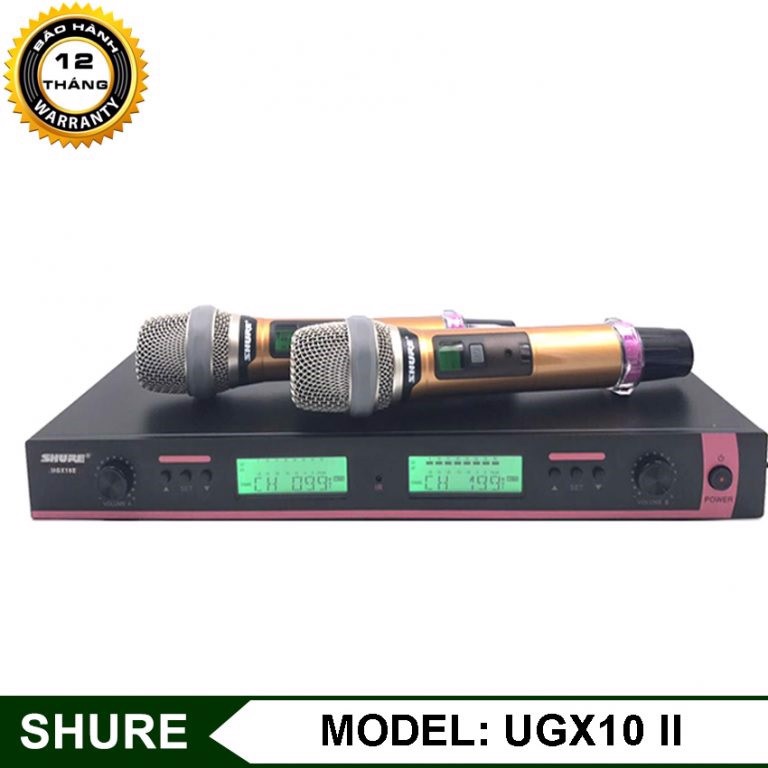 { HÀNG NHẬP KHẨU } Mic Thu Âm Dàn Karaoke Chuyên Nghiệp Combo 2 Micro Không Dây Và Đầu Thu SHURE UGX21 Bắt Sóng Khỏe Lọc Tạp Âm Chông Hú Rè Có Chức Năng Tự Động Ngắt Tiếng Giúp Tiết Kiệm Pin Và Bảo Vệ Âm Ly BH 12 THÁNG