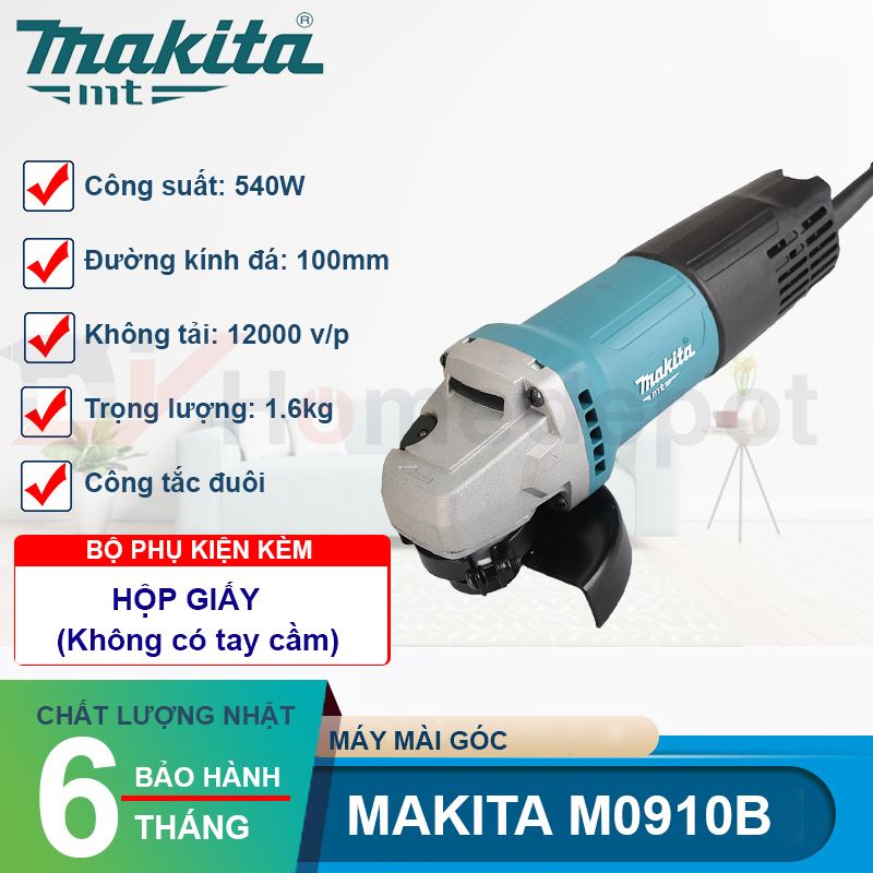 Máy mài góc makita sử dụng đĩa 100mm 540w m0910b - hàng chính hãng