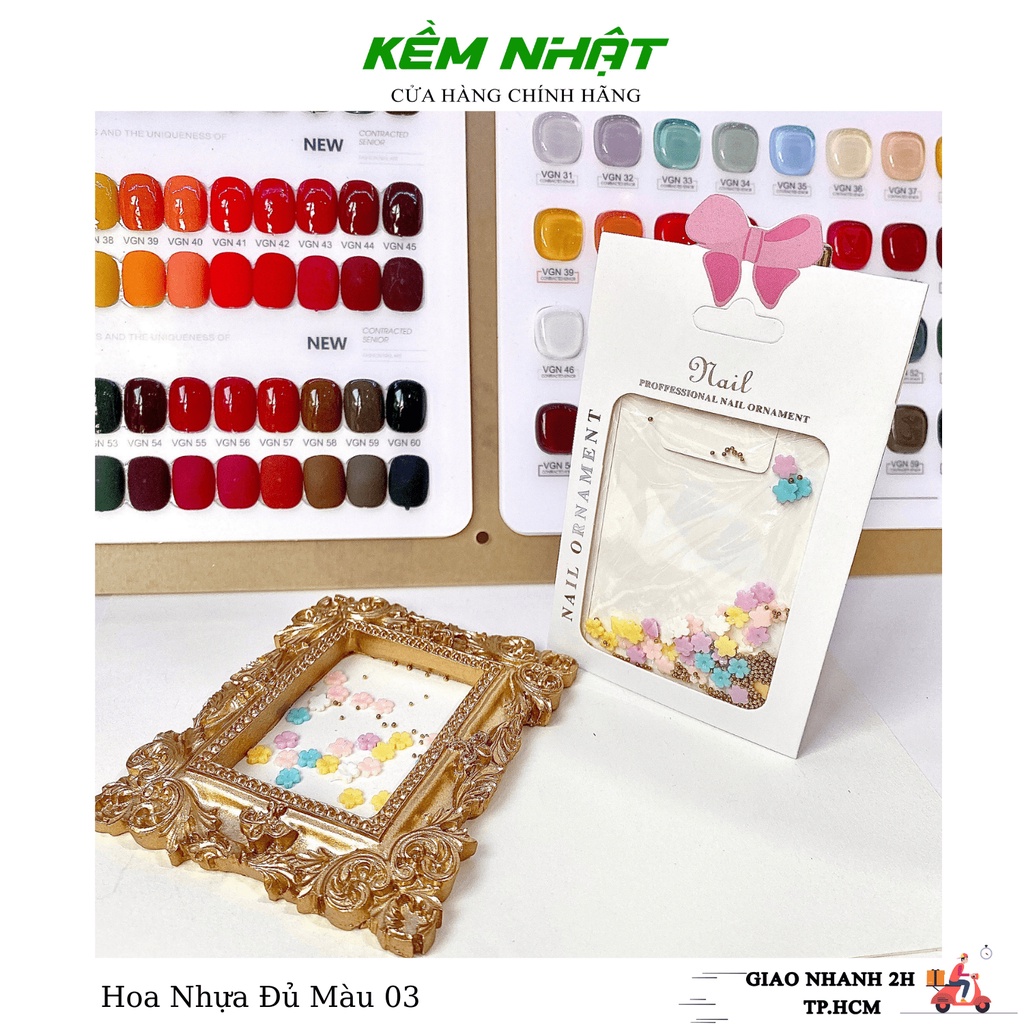 Set Charm Đính Móng Hoa Nhựa Đủ Màu 03